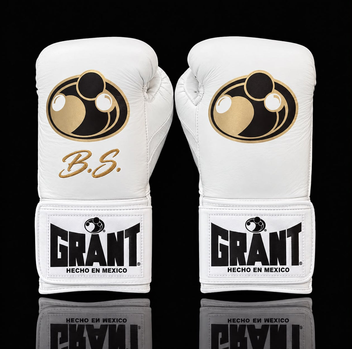 Grant Boxing GlovesPure White with gold Logo