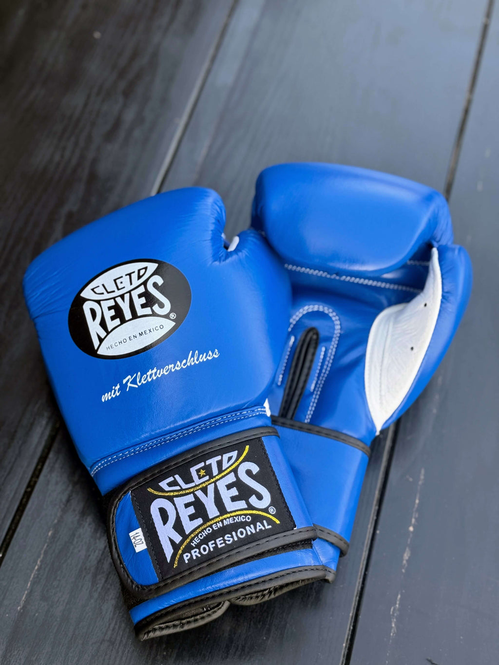 Cleto Reyes Blue/White Leather Boxing Gloves Professional Training Pair View