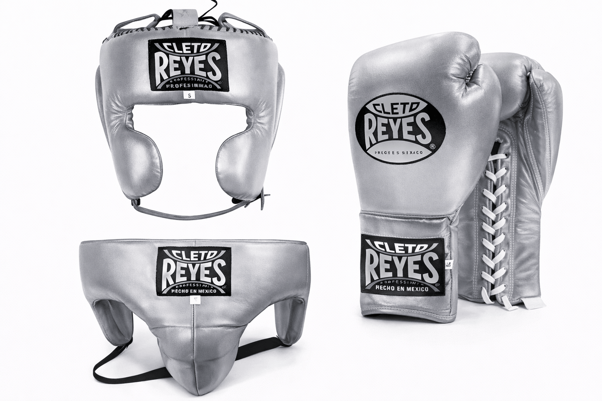 Cleto Reyes Boxing Set Leather Gloves Silver Training Equipment