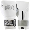 Cleto Reyes Boxing Gloves White/Silver Velcro Design Close Up