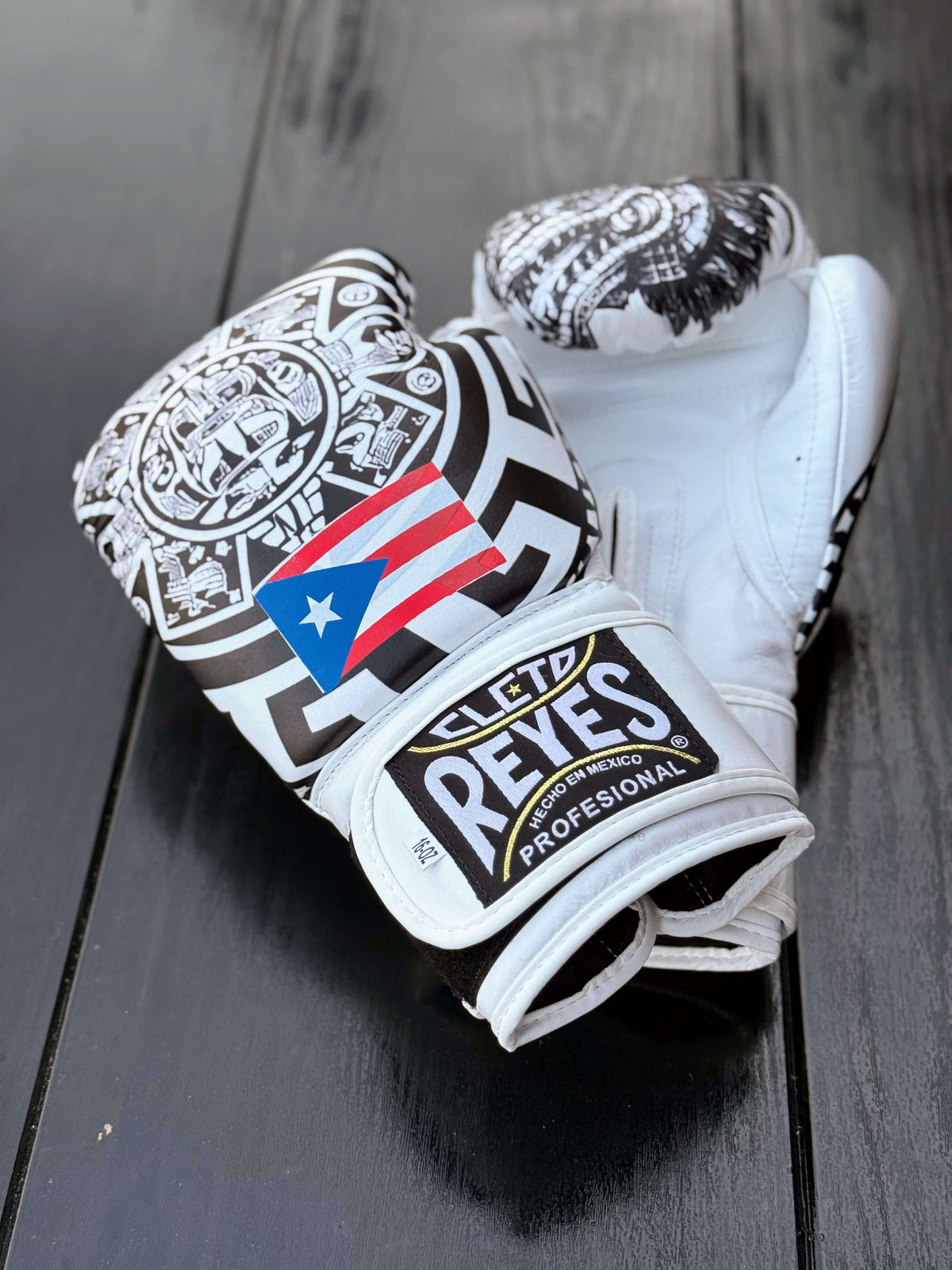 Cleto Reyes Boxing Set Velcro Gloves White Aztec Style Sparring Training Gloves