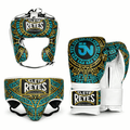 Cleto Reyes Boxing Set Leather Gloves White/green/Gold  Velcro Training Equipment