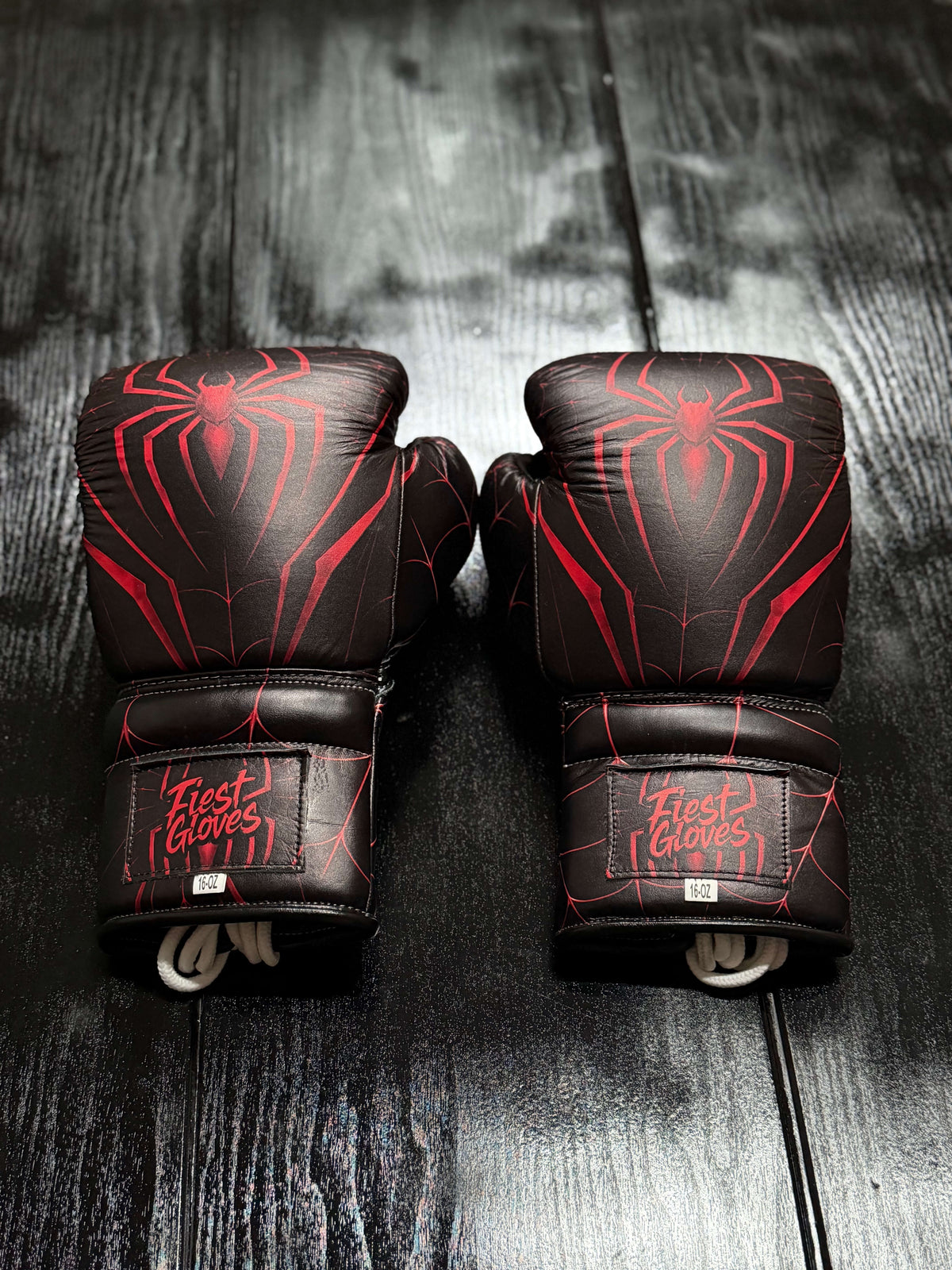 Fiest Winning Style Boxing Gloves Black/Red Leather Training Gloves Back View