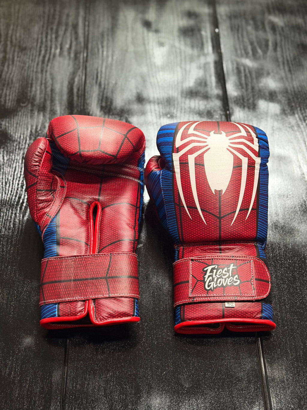 Fiest Winning Style Boxing Gloves Red/Blue Padded Leather Gloves Front View