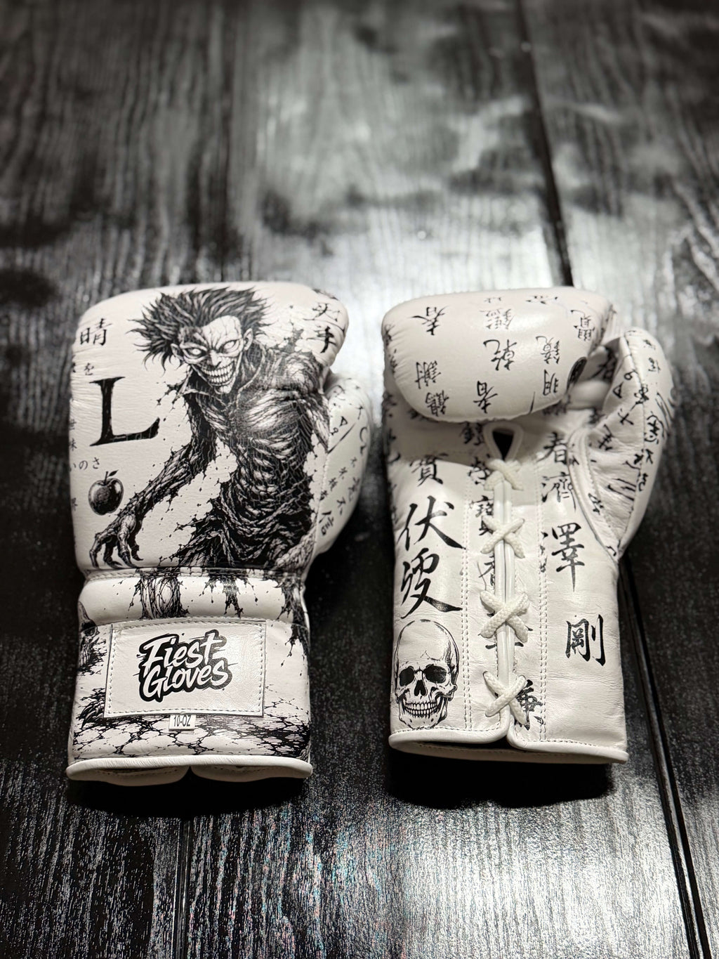 Fiest Winning Style Boxing Gloves White Leather Training GlovesFront View