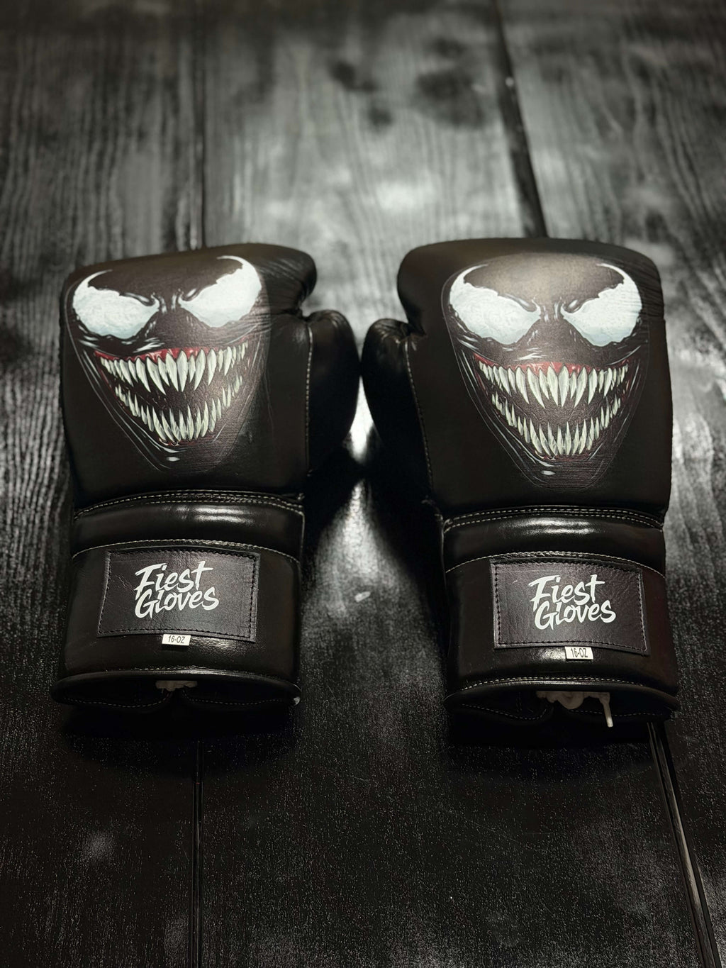 Fiest Winning Style Boxing Sets Black Venum Style Leather Gloves Back View