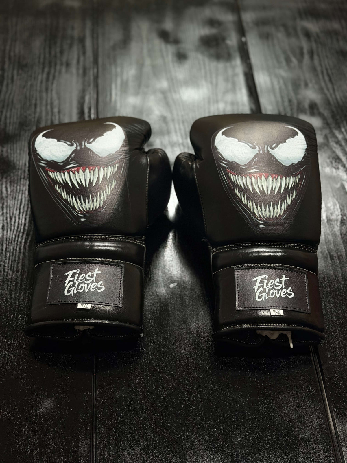 Fiest Winning Style Boxing Sets Black Venum Style Leather Gloves Back View