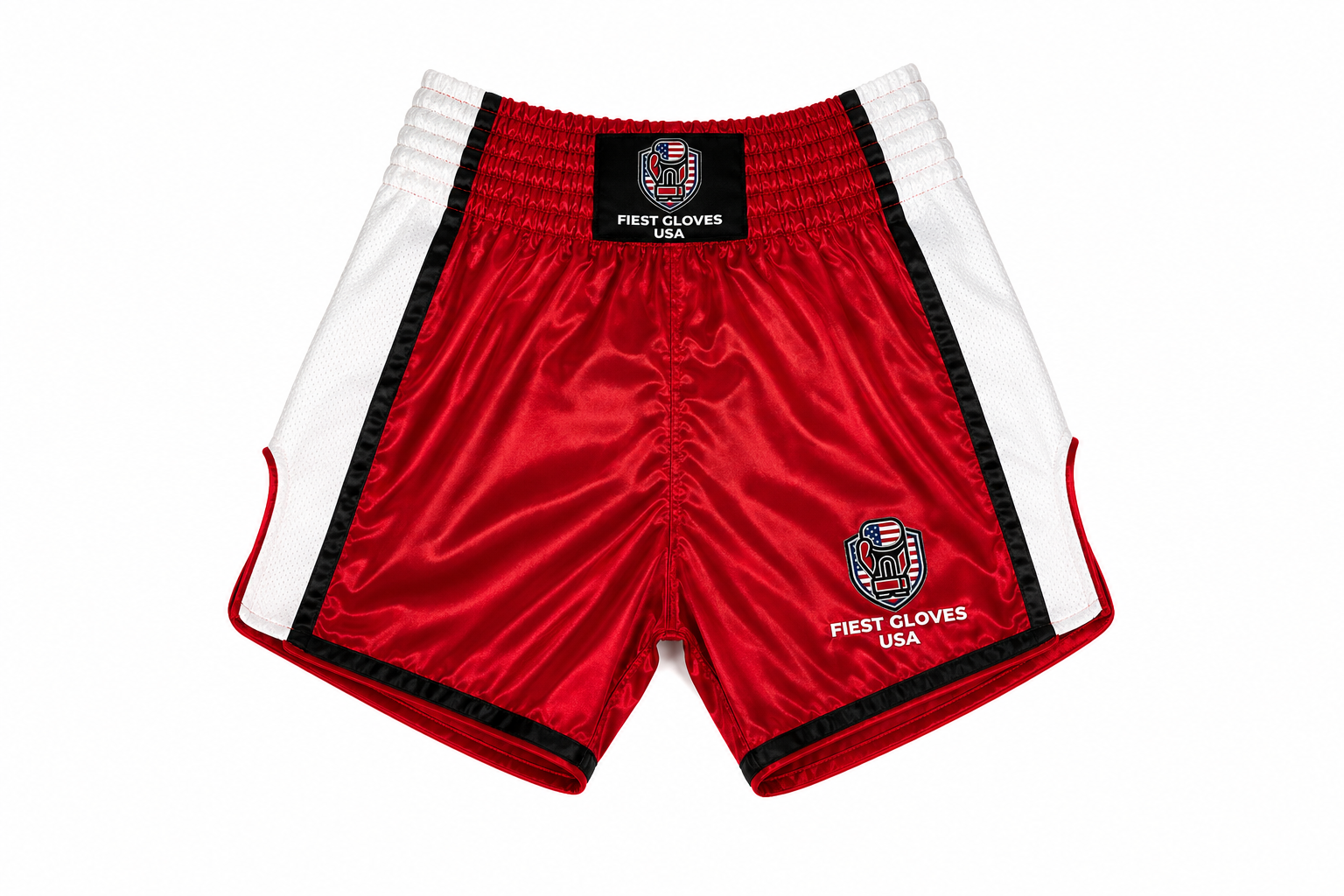 Fiest Gloves USA Elite Slim Fit Muay Thai Shorts – Red/White