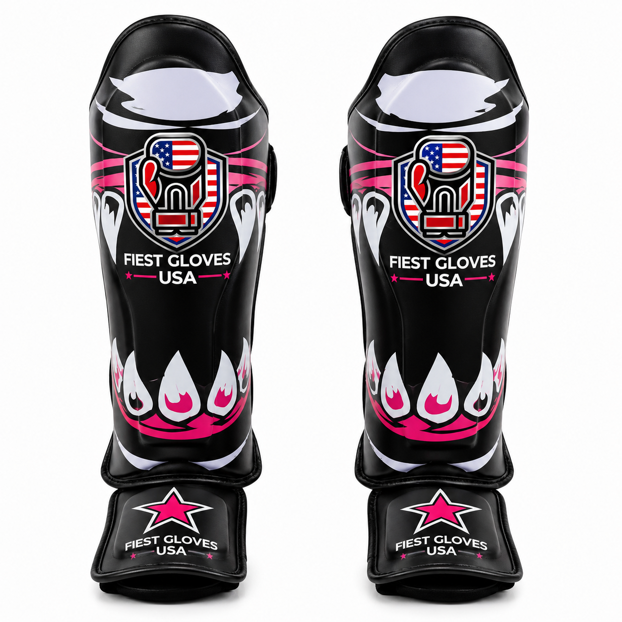 Fiest Gloves USA Shark Strike Pro Shin Guards – Black/Pink