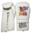 Fiest Winning Style White Leather Boxing Gloves Classic Design