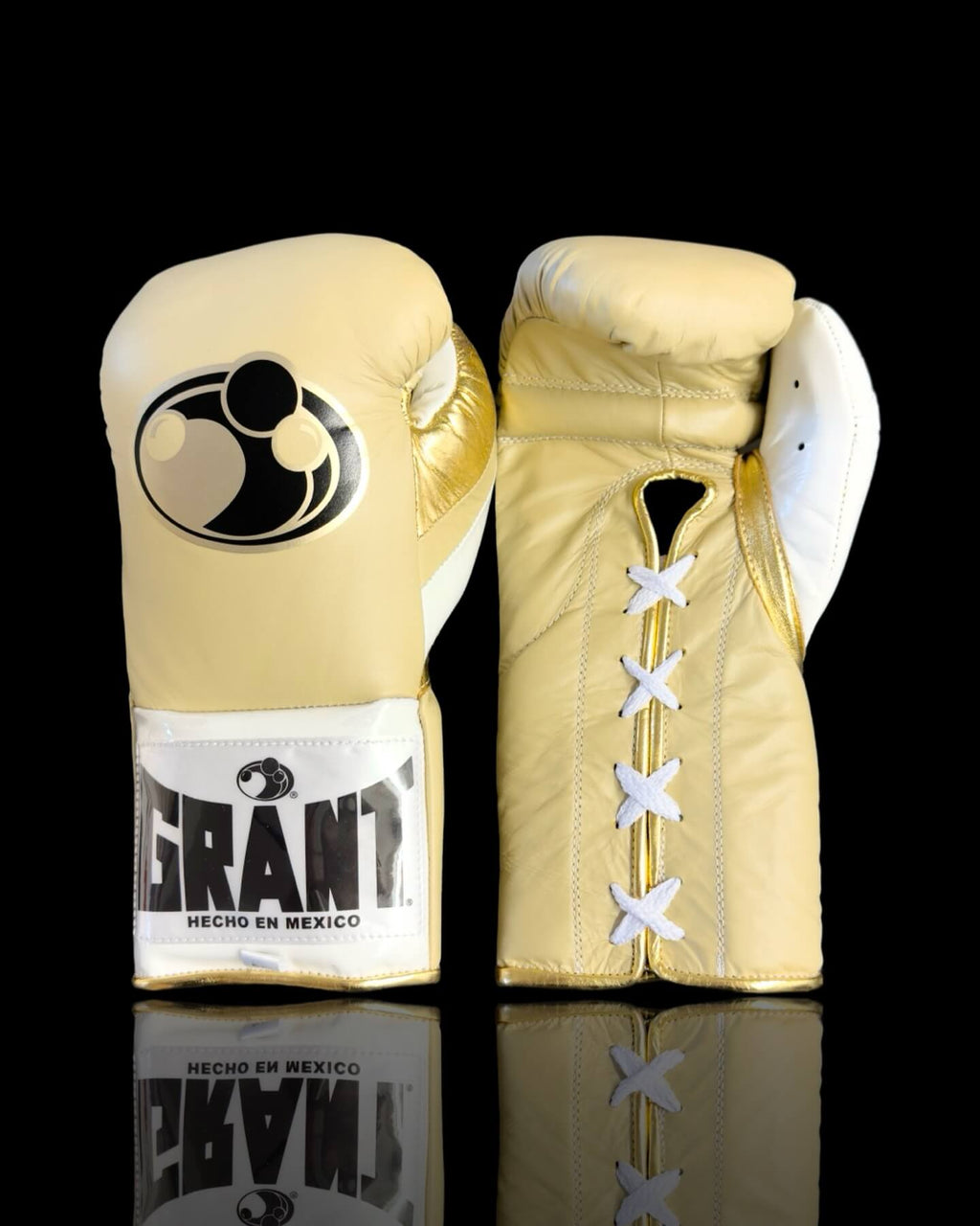 Grant Gold/White Leather Boxing Gloves Heavy Duty Training Pair
