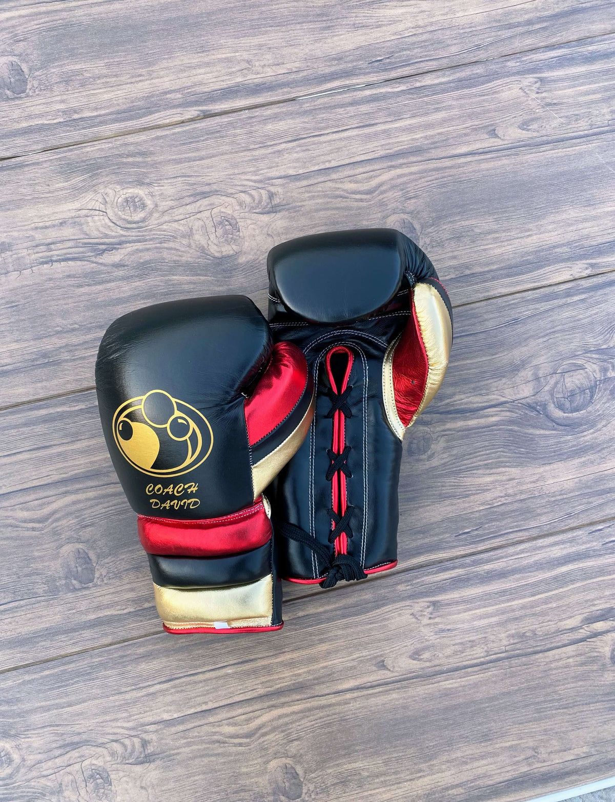 Grant Boxing Gloves Black/Red/Gold Training Gloves with Secure Wrist Strap