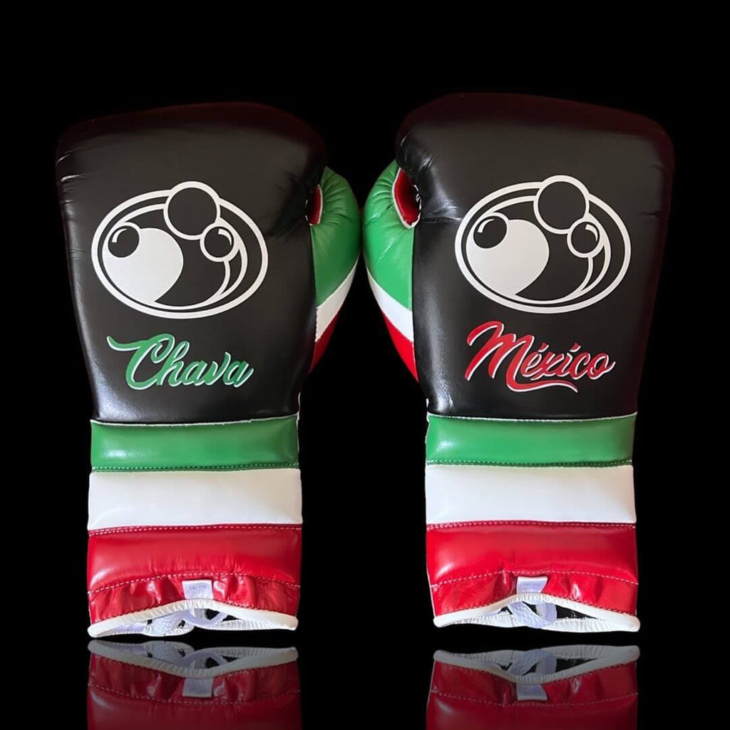Grant Black/Red/Green/White  Leather Boxing Gloves Classic Design Pair Back View
