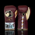 Grant Brown/Beige/Gold Lace-Up Boxing Gloves Close Up Detail