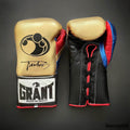 Grant Gold/Black/Red/Blue Leather Boxing Gloves Classic Design Pair
