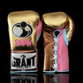 Grant Gold/Brown/Pink Leather Boxing Gloves Heavy Duty Training Pair