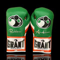 Grant Boxing Gloves Green/Orange/White on Hands Back View