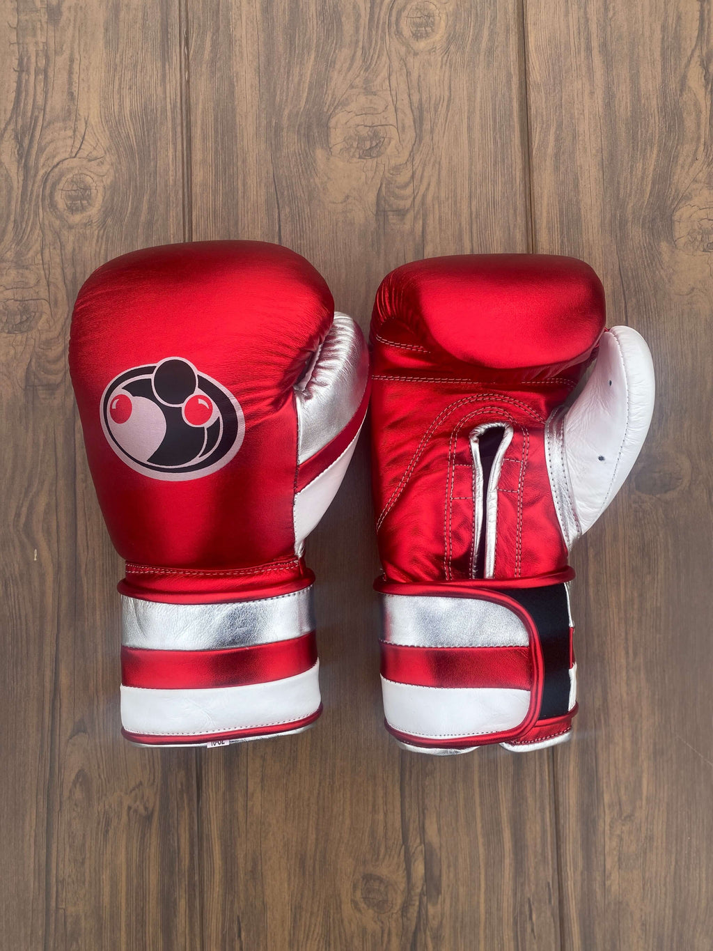 Grant Boxing Gloves Red/Silver/White Curved Leather Gloves Front View