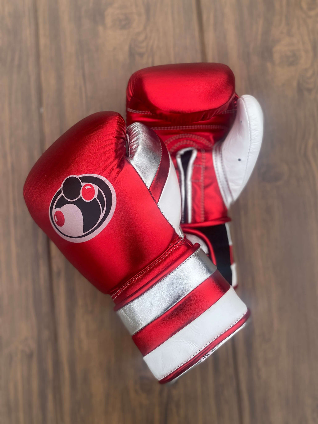 Grant Boxing Gloves Red/Silver/White Curved Leather Gloves for Sparring