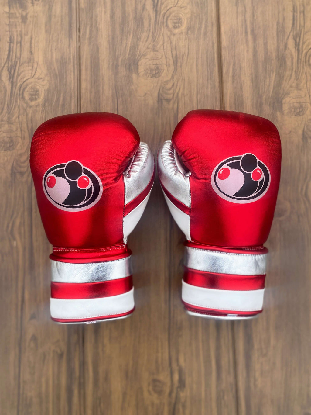 Grant Boxing Gloves Red/Silver/White Curved Leather Gloves Back View