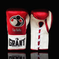 Grant Red/White Lace-Up Boxing Gloves Close Up Detail
