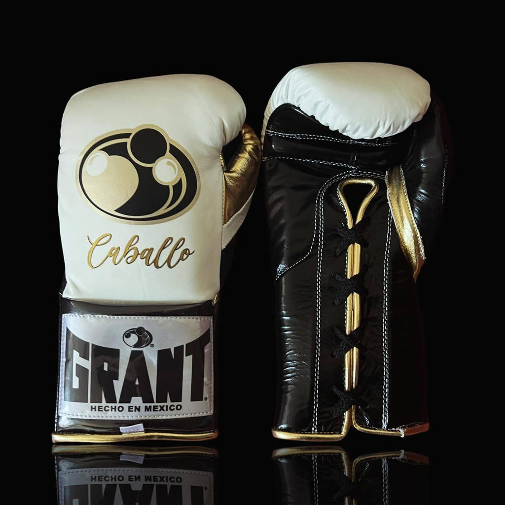 Grant White/Black/Gold 14oz Boxing Gloves High Quality Gym Gloves