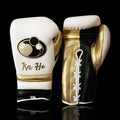 Grant White/Gold/Black Lace-Up Boxing Gloves Close Up Detail