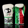 Grant Boxing Gloves White/Green/Red on Hands Training Action Shot