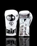 Grant White/Silver Leather Boxing Gloves Heavy Duty Training Pair