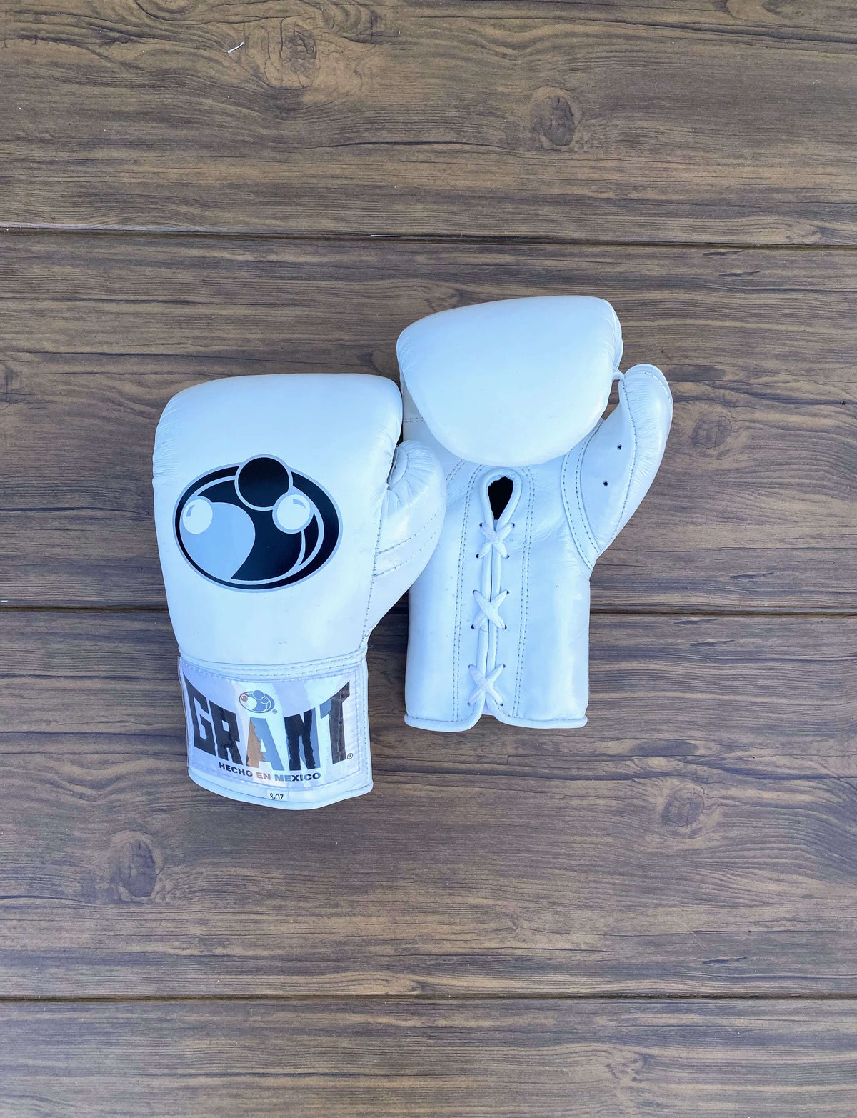 Grant Boxing Gloves White Lace Up Leather Gloves