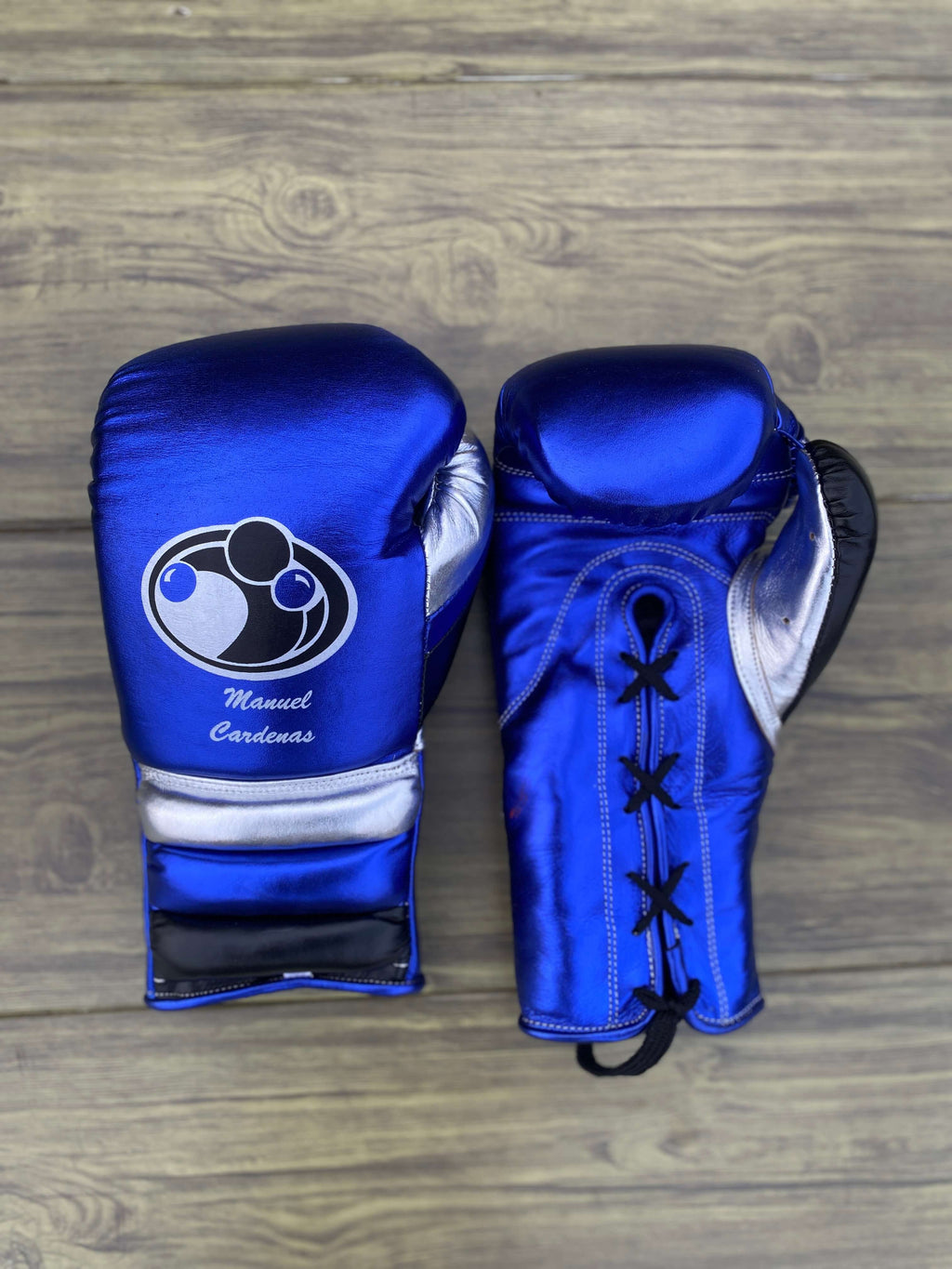 Grant Boxing Sets Blue/Silver/Black Gloves Front View