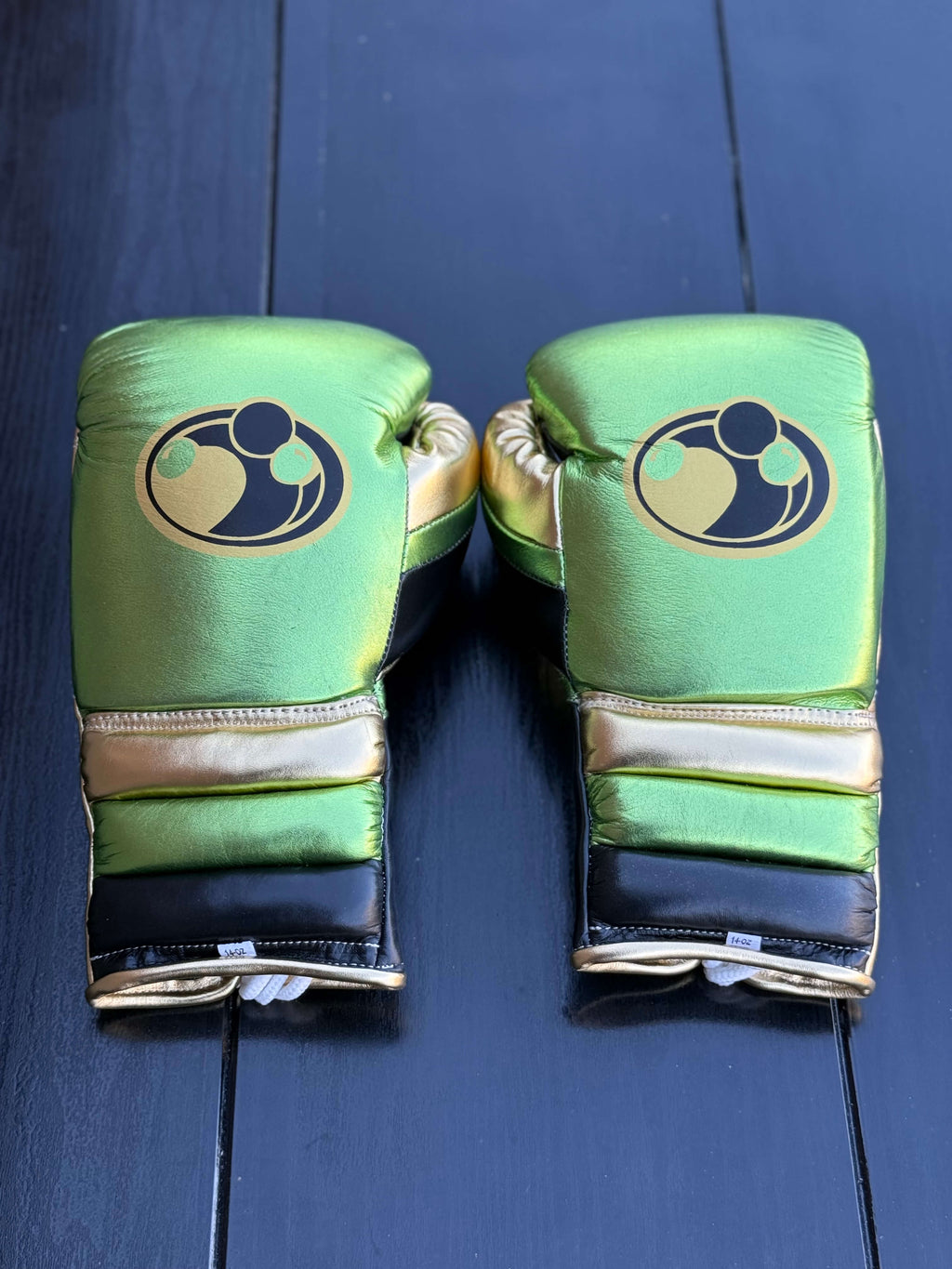 Grant Boxing Sets Green/Gold/Black Leather Gloves Back View