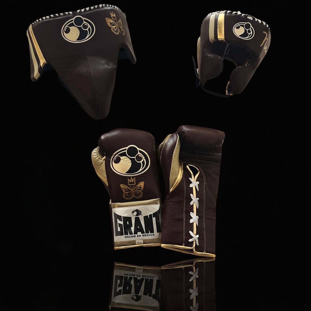 Grant Boxing Gloves Set Brown/Gold Heavy Duty Training Collection 