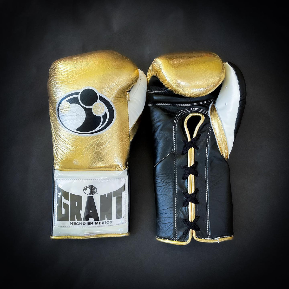 Grant Boxing Gloves Gold/Black/White Training Gloves with Secure Wrist Strap