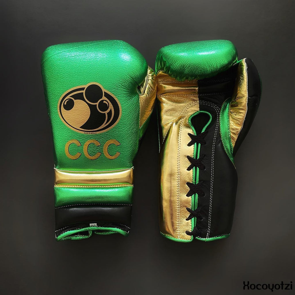 Grant Green/Black/Gold Boxing Gloves 14oz Premium Training Gloves
