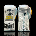 Grant Boxing Gloves Silver/Blue/Yellow on Hands Training Action Shot