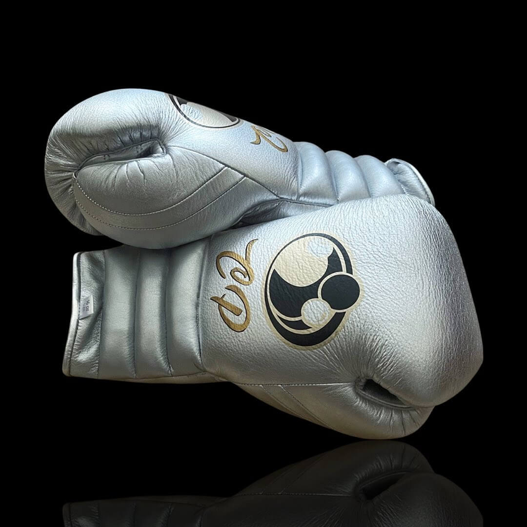 Grant Silver Boxing Gloves Durable Sparring Gloves Side View.
