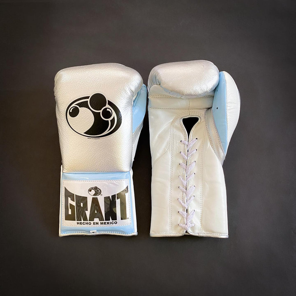 Grant Boxing Gloves Silver/White/Blue Padded Gloves for Training