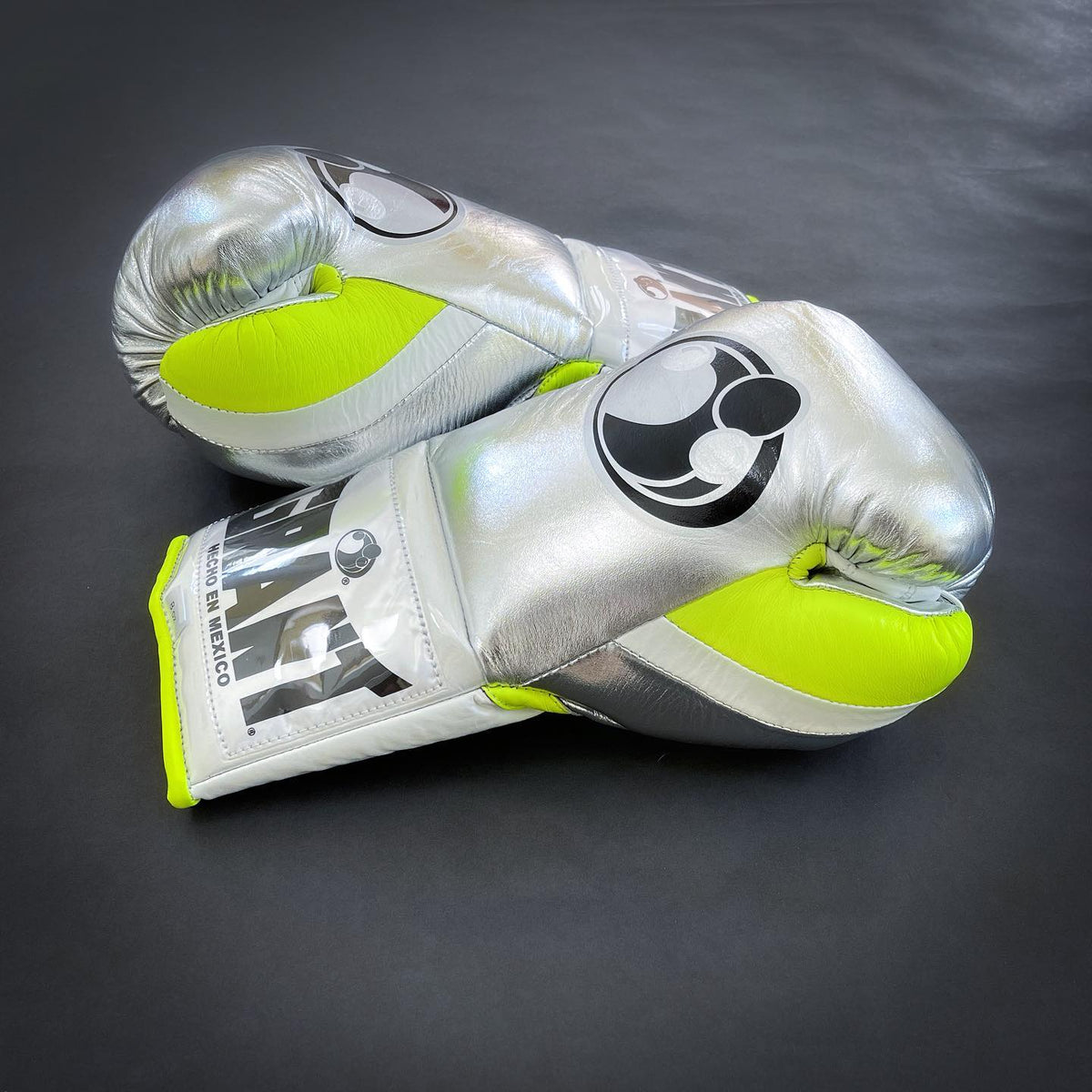 Grant Boxing Gloves Silver/White/Yellow Leather Gloves Thumb View