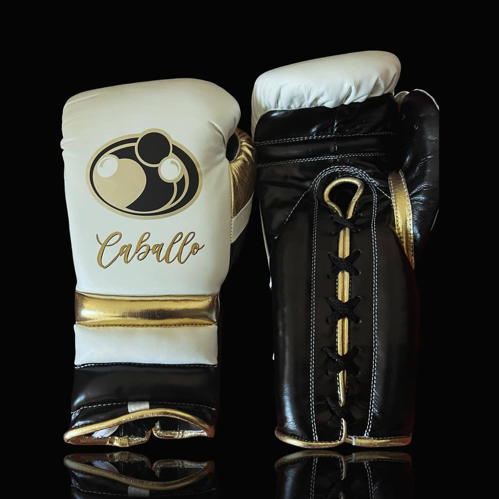 Grant Boxing Gloves White/Black/Gold Leather Training Gloves for Boxing