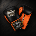 No Boxing No Life Gloves Black/Orange Leather Training Gloves for Sparring
