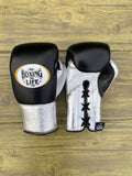 No Boxing No Life Gloves Black/Silver Leather Gloves Front View