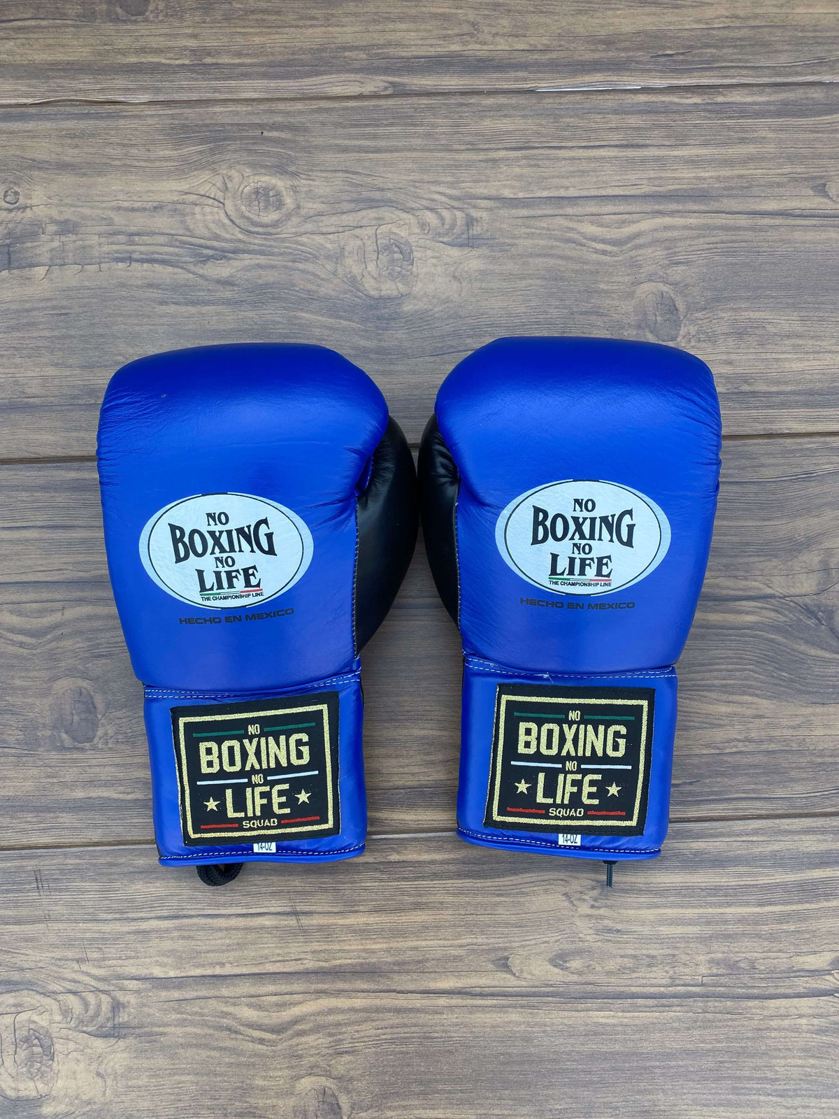 No Boxing No Life Gloves Blue/Black Training Gloves Back View