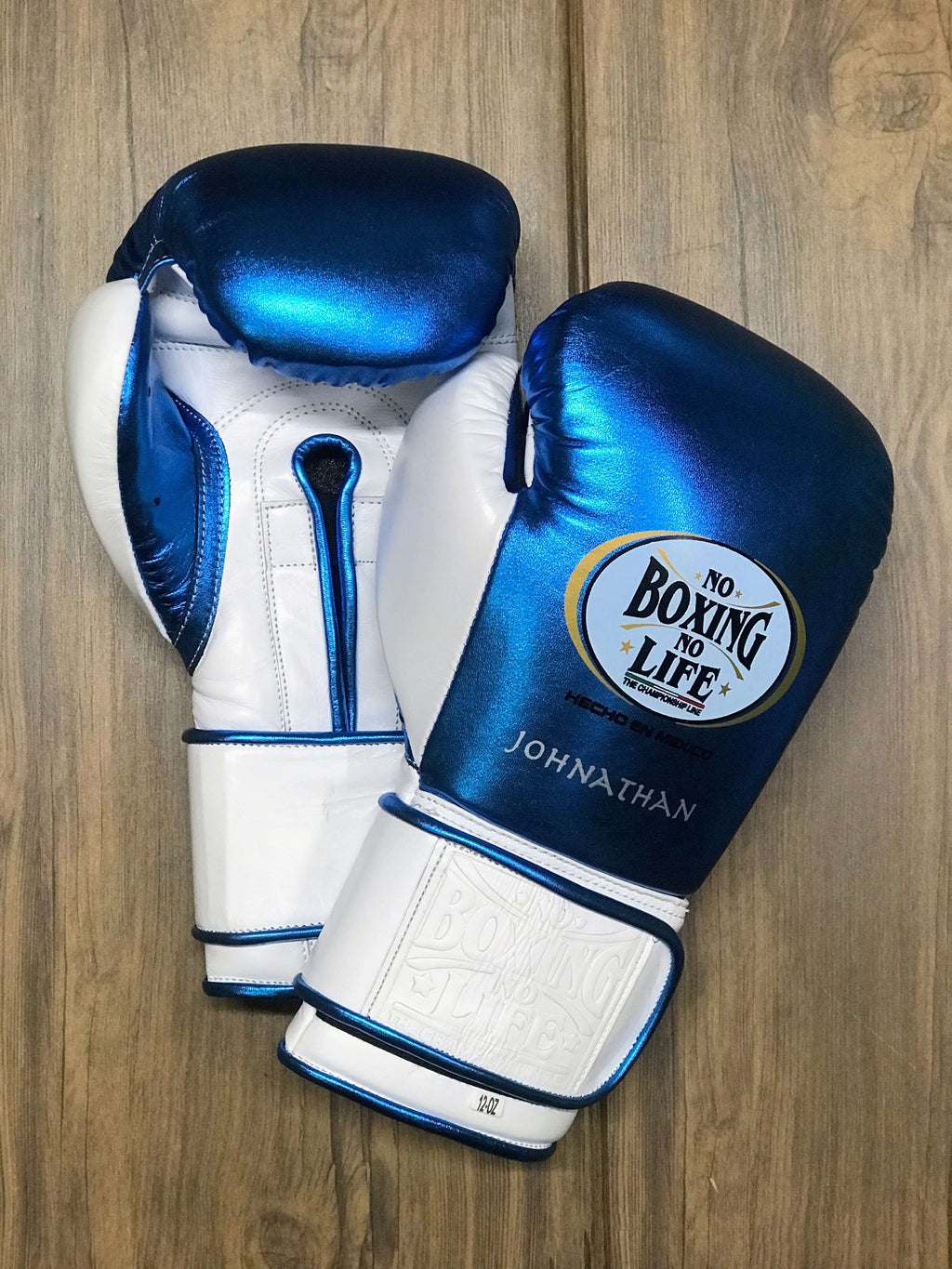 No Boxing No Life Gloves Blue/White Padded Gloves for Training