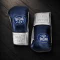 No Boxing No Life Gloves Dark-Blue/Silver Leather Training Gloves for Boxing