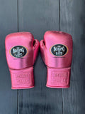No Boxing No Life Pink Lace-Up Boxing Gloves Classic Training Gloves Back View