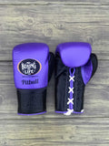 No Boxing No Life Purple/Black Leather Boxing Gloves Custom Fit Training