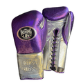 No Boxing No Life Purple/Silver Leather Boxing Gloves Custom Fit Training