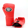 No Boxing No Life Red Lace-Up Boxing Gloves Close Up Detail