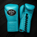 No Boxing No Life Gloves Sky-Blue Lace Up Leather Gloves for Combat Drills
